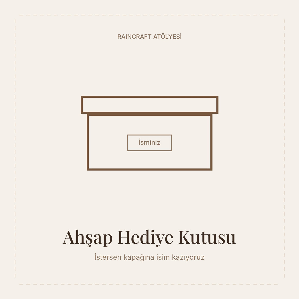 İsim kazınabilen ahşap hediye kutusu çizimi